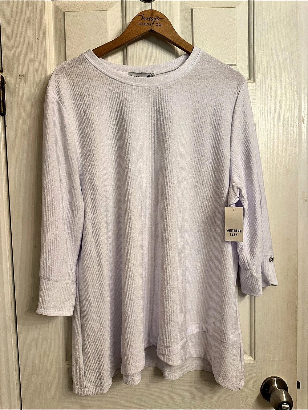 Southern Lady Textured Tunic Top in White Size 1X NWT